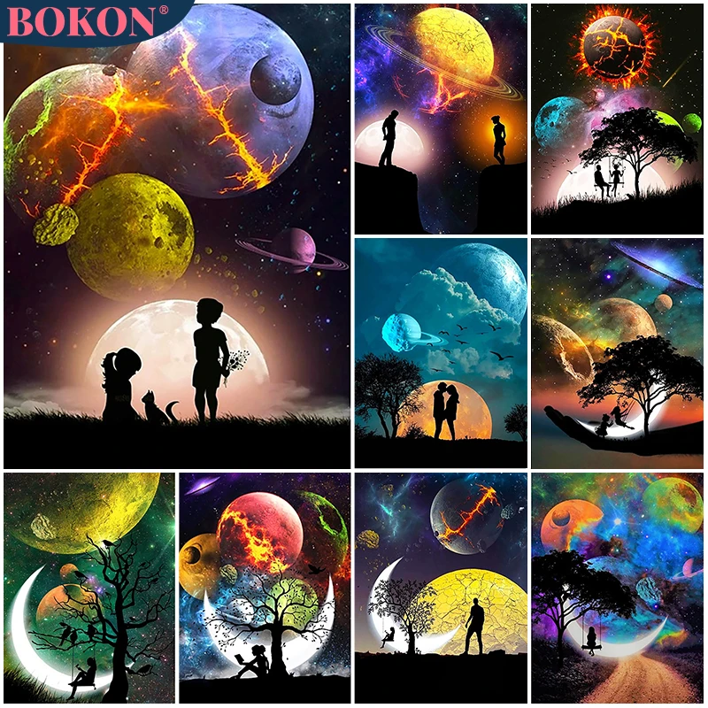 

5D Diamond Painting Star Sky Scenery DIY Diamond Painting Cross Stitch Diamond Mosaic Modern Art Wall Home Decoration