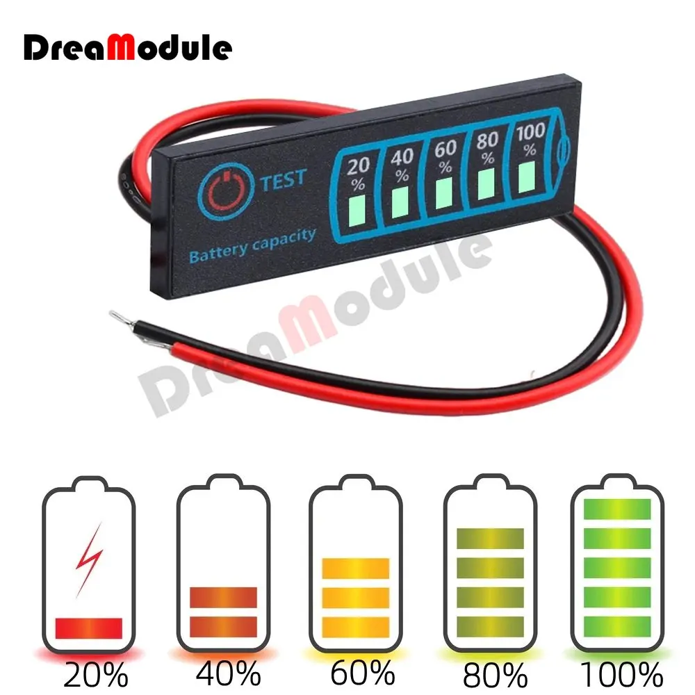 Batterij Niveau Indicator 18650 Lithium Batterij Lithium-ijzerfosfaat Lood-zuur Batterij Capaciteit Voltage Display Tester Meter