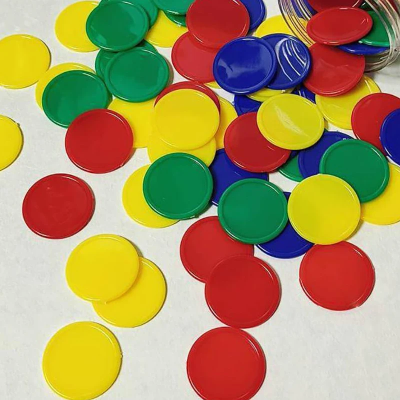 Plastic Bingo Markers Chips 4 Colors 37MM Counting Coins Children Adullts Party Games Juegos De Mesa Familiares Divertidos 3