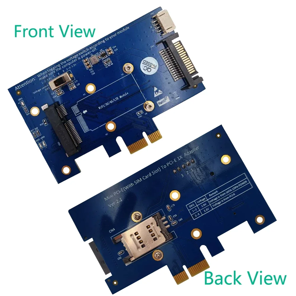 Description Picture 4 of itemPCI Express 1X To Mini PCI-E Wireless Adapter Converter Card SIM Slot 2 Antenna For 4G 3G LTE WWAN GSM Modem / Wifi BT Module