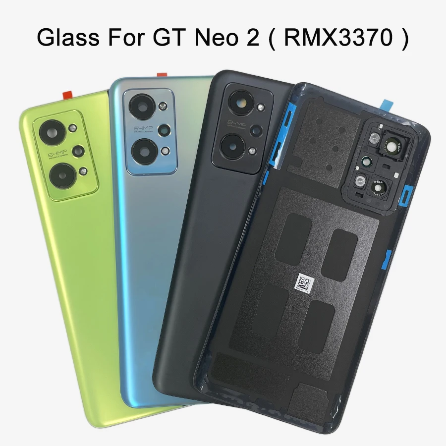 

6,62 "A +++ для Realme GT Neo 2 Крышка батарейного отсека задний корпус стеклянная фотовспышка Neo2 RMX3370 задняя крышка Запасные части