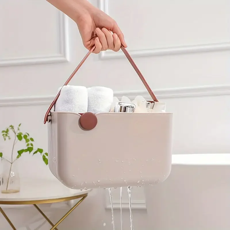 Large Capacity Wash Basket New Portable Plastic Bath Basket Space Saving Dormitory Sundries Storage Bathroom Accessories