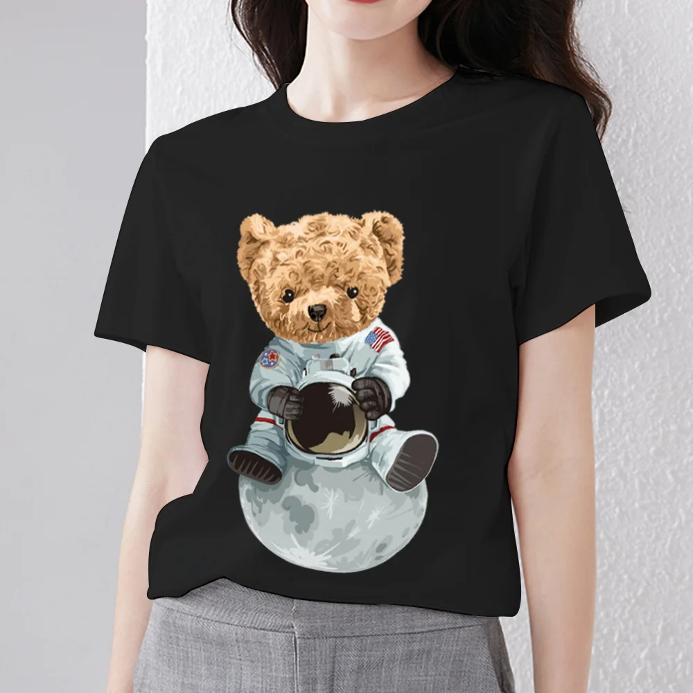 

Women's T-shirt Commuter Top Cartoon Teddy Bear Pattern Series Printed Classic O-neck Fashion Comfortable Soft Ladies Clothing