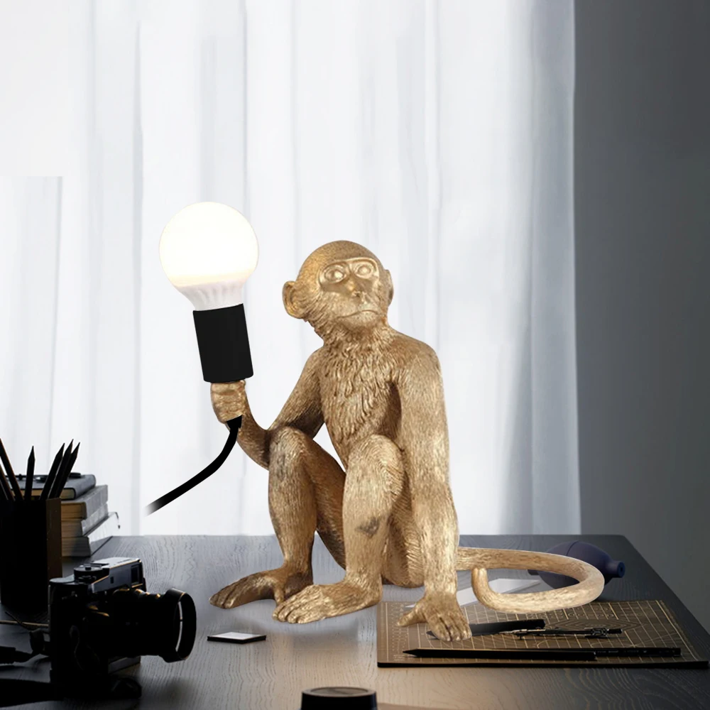 Monkey Table Lamp Sitting Monkey Light Creative Desk Lamp Vertical Resin Table Light Gift for Home Office Bedroom Décor 3