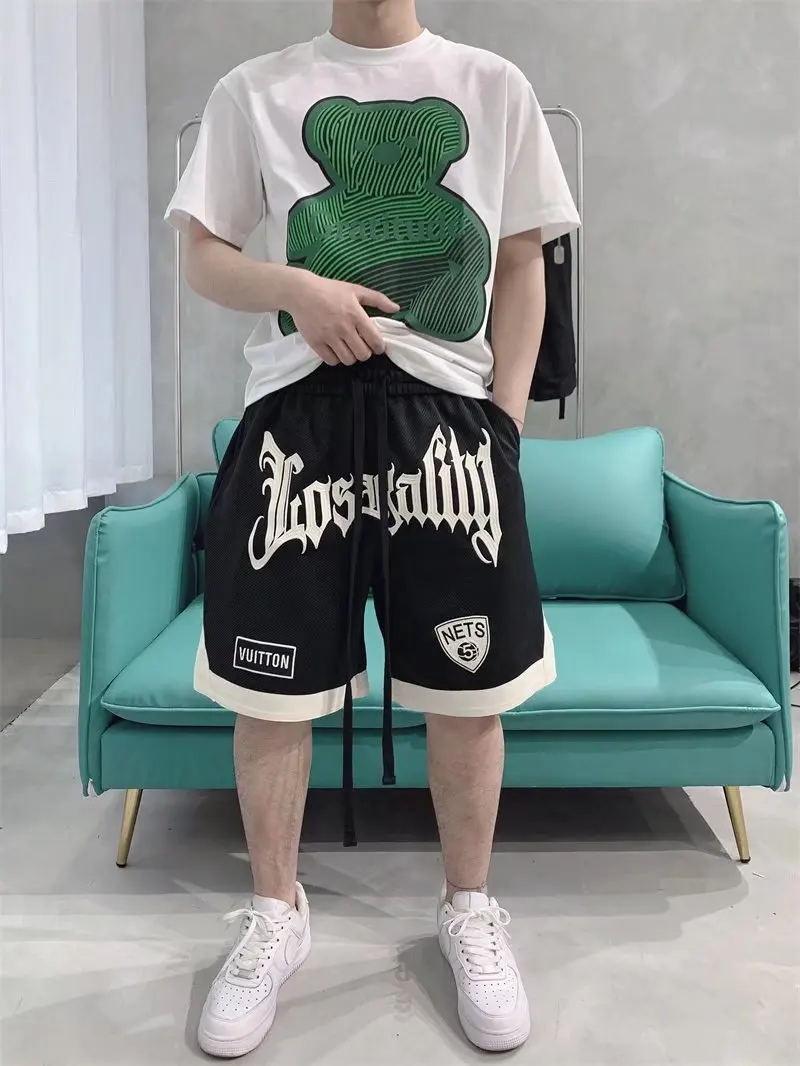 Y2k Streetwear Shorts Mens Harajuku Hip Hop Alphabet Graphic