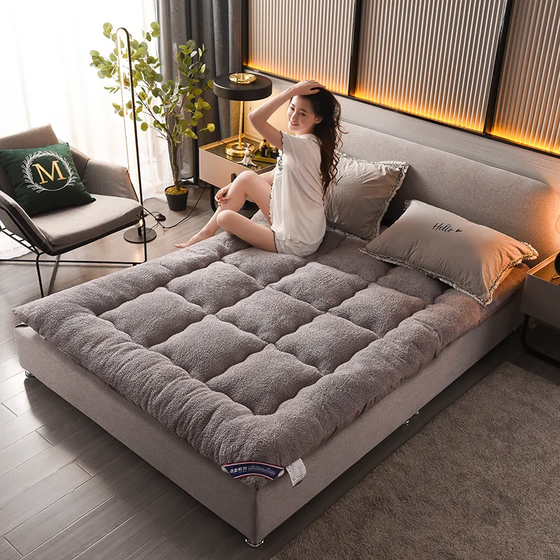 Winter Warm Thicken Plush Mattress Toppers Dorm/Home Single Queen Velvet 10cm Thickness Mattress Soft Tatami Floor Mats Pad
