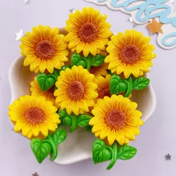 Set of 10 Colorful Resin Flower Figurines for DIY Crafts and Decoration (5)
