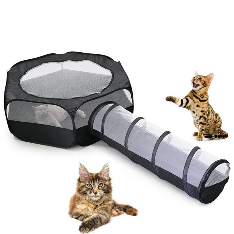 Cat Tunnel Tent Toy for Outdoor Collapsible Playpen Small Animal Playtent Hideaway Tent Interaction Tube for Indoor Pet