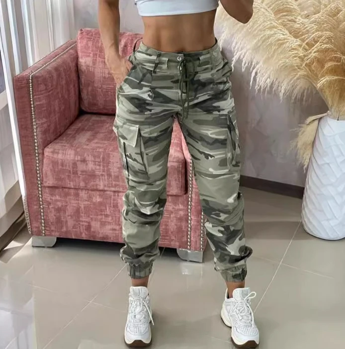New High Waist and Slim Pants Female Spring Autumn Camouflage Casual Fashion Niche Trousers Multiple Pockets Work Clothes Pants