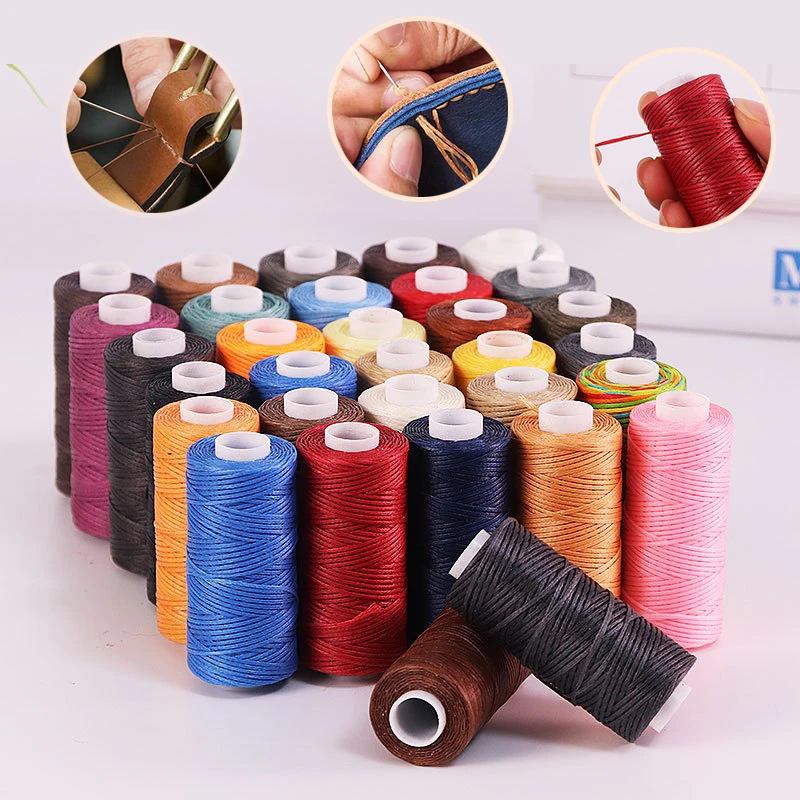 

1pc 50Meters 150D Leather Waxed Thread Cord for DIY Handicraft Tool Hand Stitching Thread Flat Waxed Sewing Line