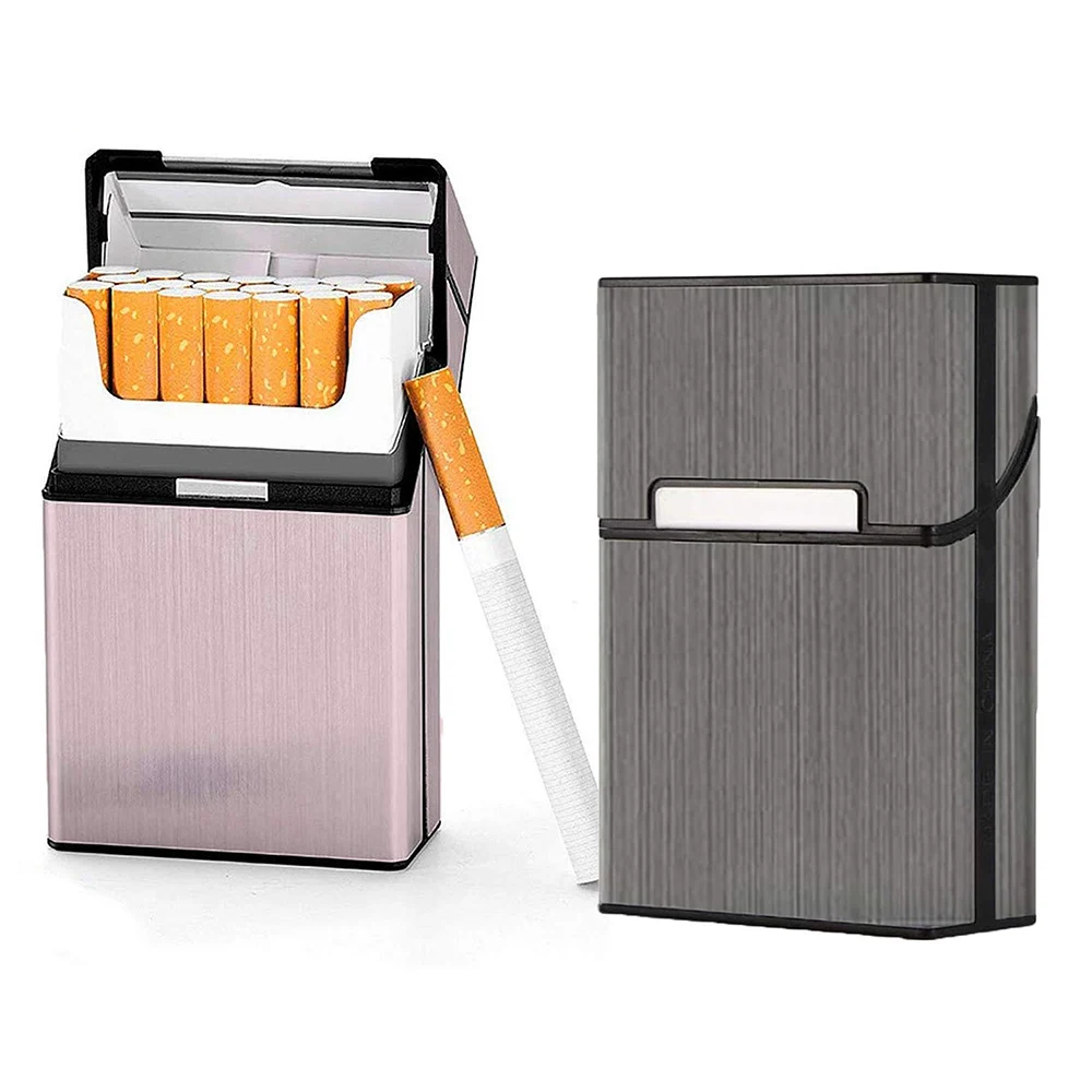 Sleek Aluminum Cigarette Case and Tobacco Holder Box