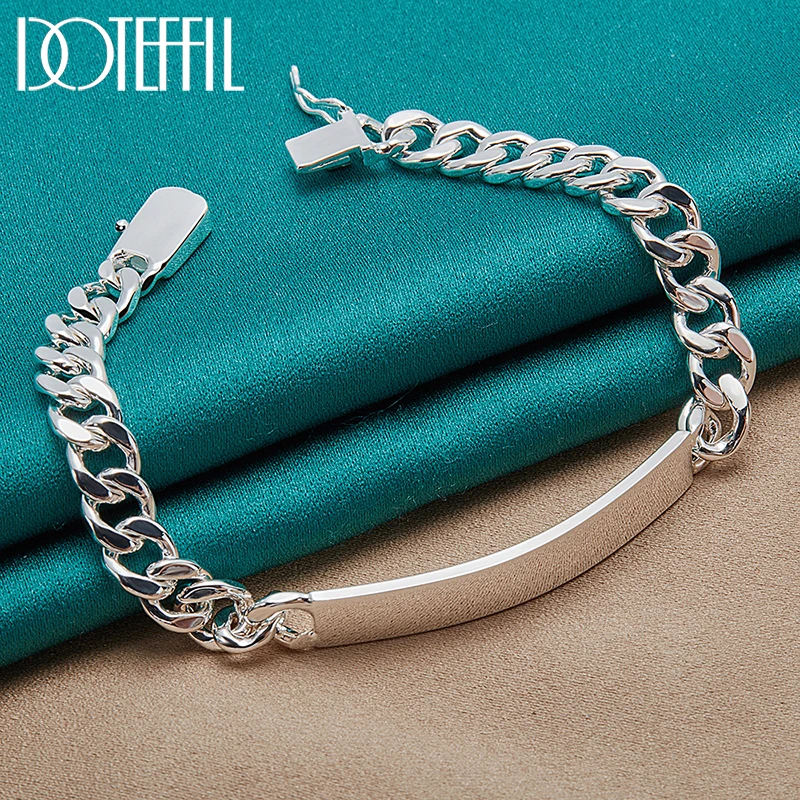 DOTEFFIL 925 Sterling Silver 8mm Smooth Sideways Bracelet For Men Woman Charm Wedding Engagement Party Fashion Jewelry