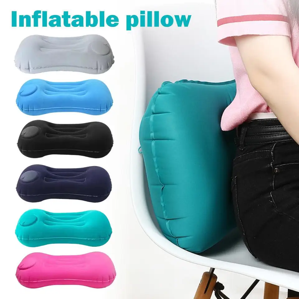 Oreiller De Voyage Gonflable TPU En Forme De U – Coussin Portable Noir/gris, Neuf
