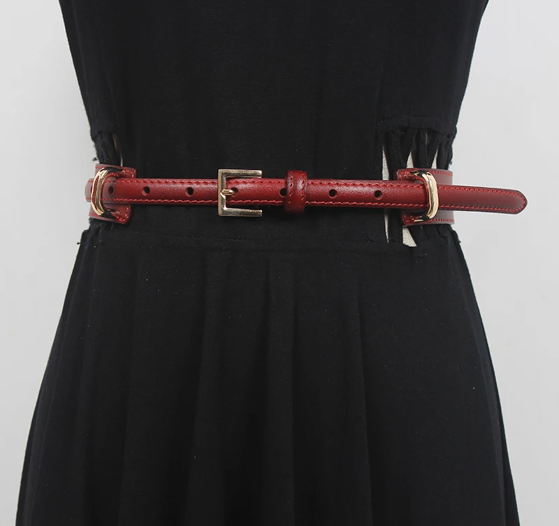 

All-Match Women Plain Pattern Waist Belt Slim Cowhide Waistband 2022 Luxury Designer Dress Shirt Female CInture Belt Decoration