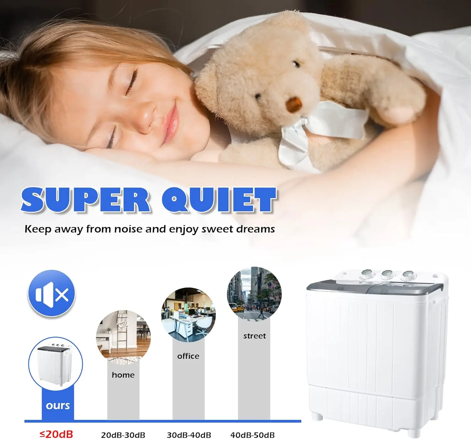 Portable Washer Machine  Capacity Mini Washing Machine 2 in 1 Compact Washer and Dryer Combo Twin Tub Laundry 6