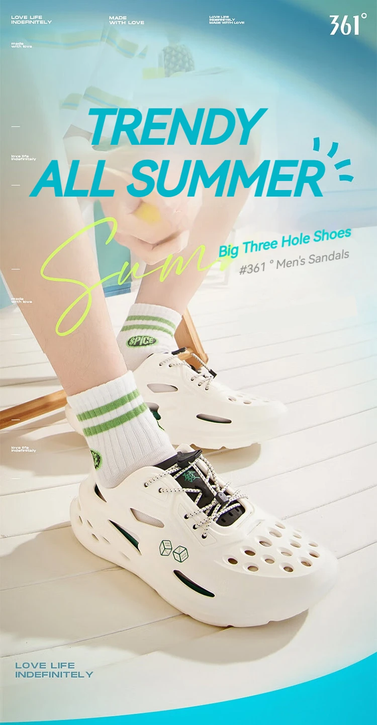 361 Degrees BIG3 Herren Damen Sport Hausschuhe Sommer Outdoor rutschfeste abnehmbare Strand Casual Sandalen und Hausschuhe 672426717 – Detail 1