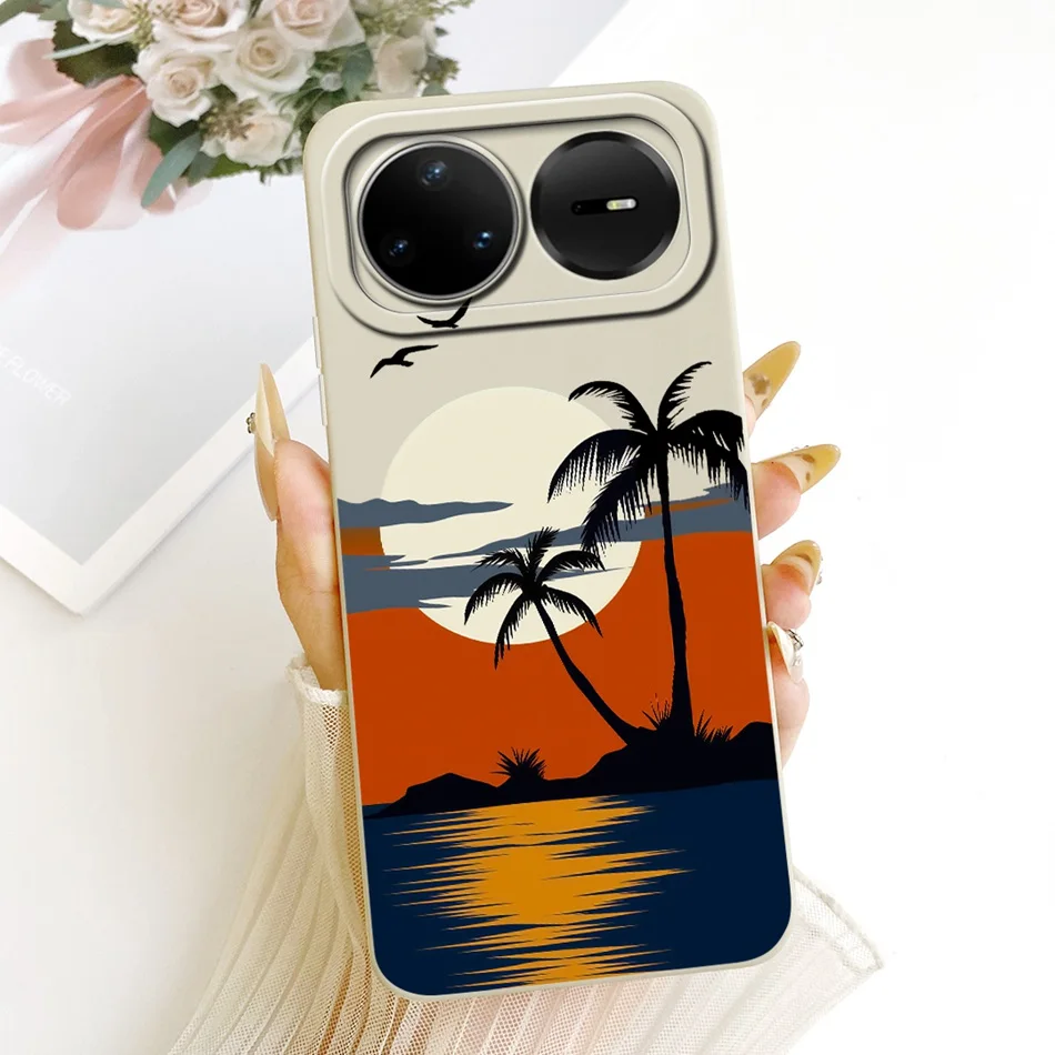 Fashion Dusk Beach Painting Soft Silicone Phone Case with Bumpers