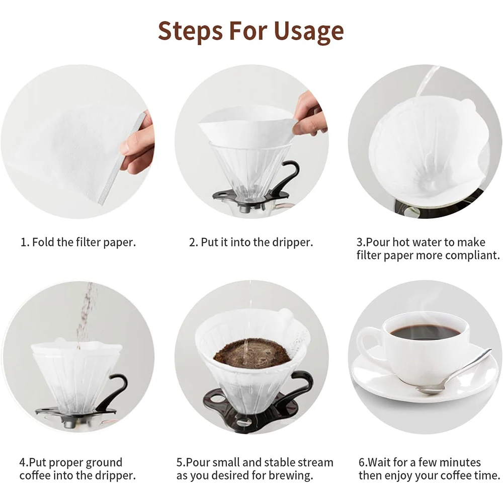 Coffee Filter Cone Coffee Filters 100 Count 1-4 Cups Unbleached Natural