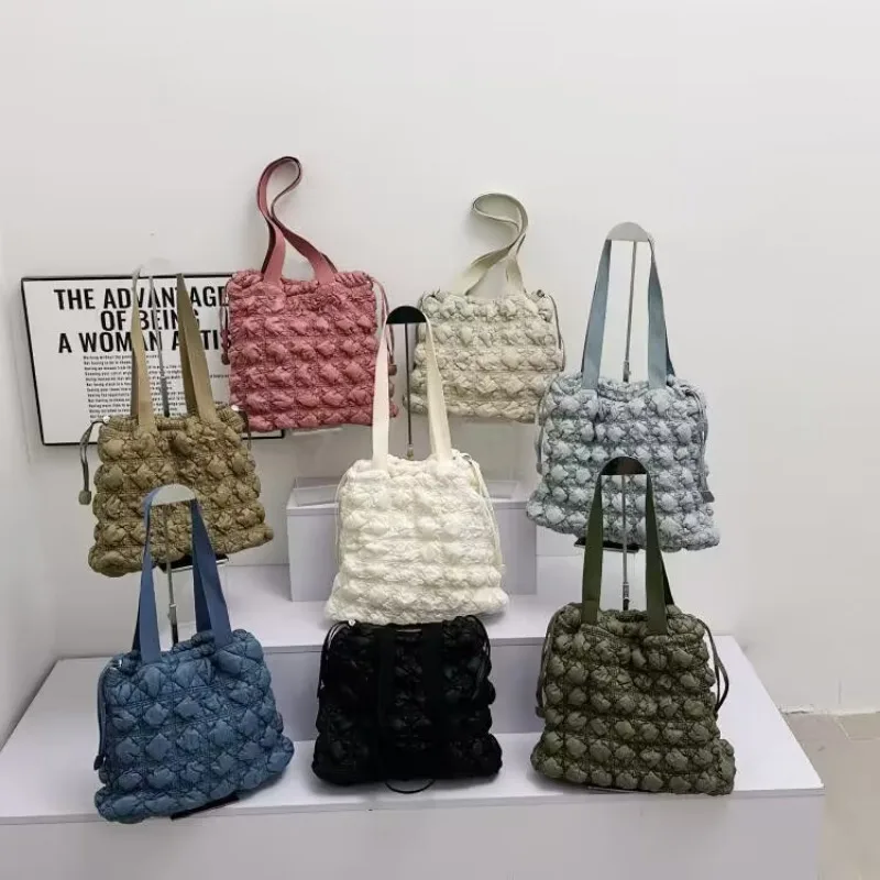 Shoulder Bag New Korean Style Fashion Cloud Diamond Lattice Tote Casual Shopping Large Capacity Daily Commuter Sweet Handbag