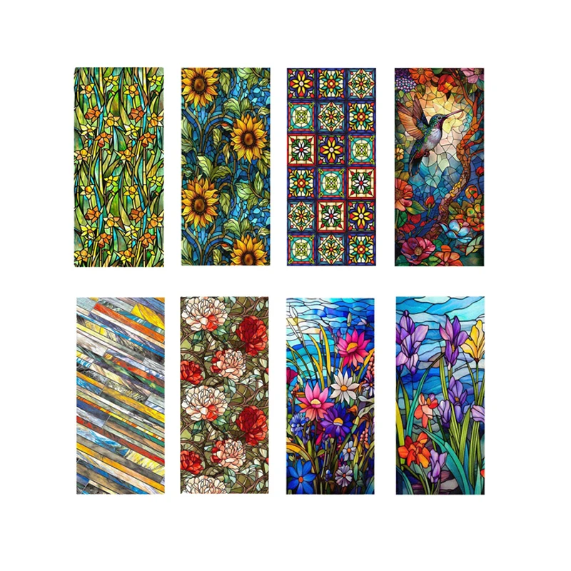 Window Privacy Film Adhesive Static Clings 3D Decorative Flower Stained Vinyl Glass Sticker Home Decor