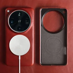 Vintage Full Wrapped Genuine Leather Business Oil Wax Magnetic Phone Cover for OPPO Reno9 (Ruby red 5211)