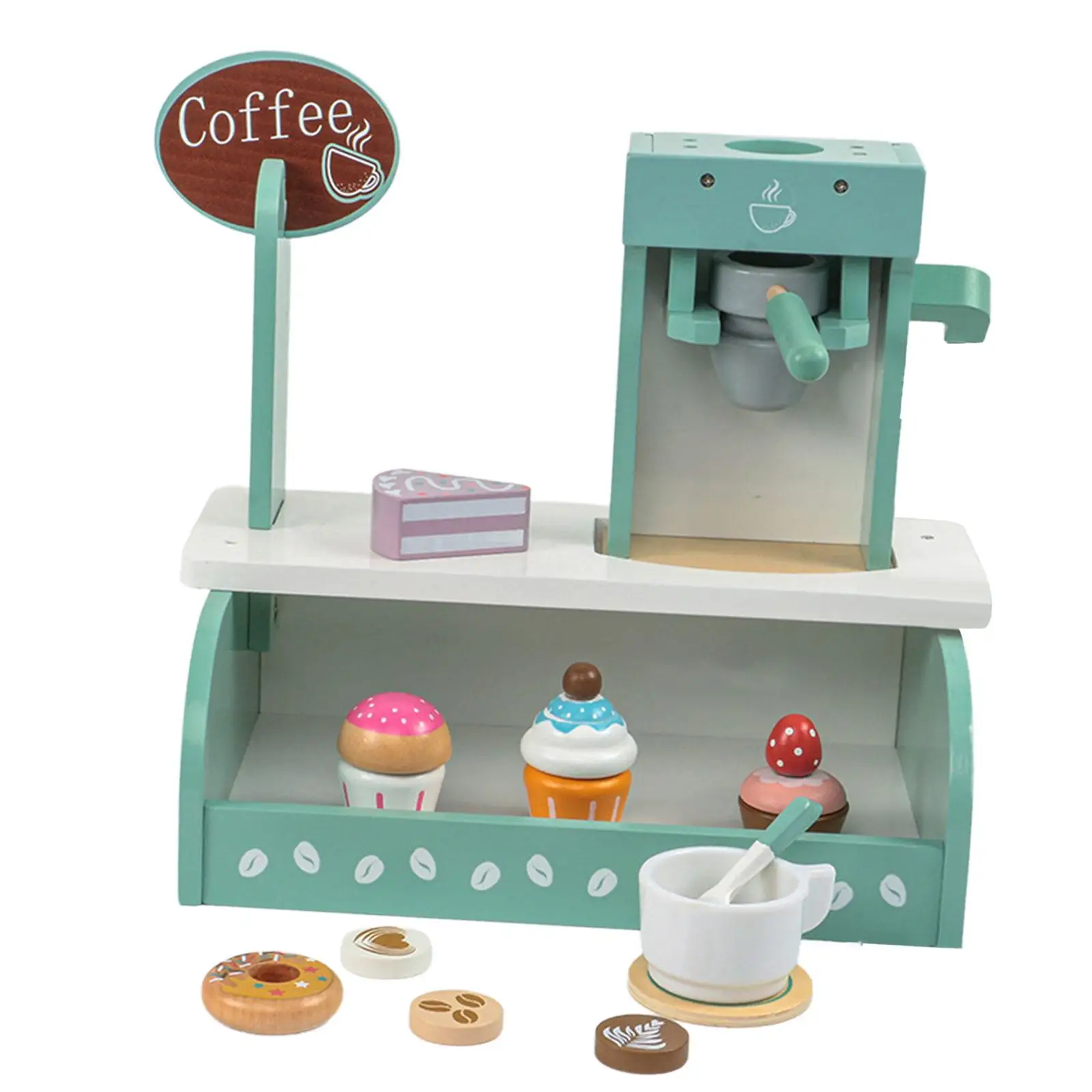 

Kids Coffee Maker Playset Toy Wooden Coffee Maker Set for Children Age 3+