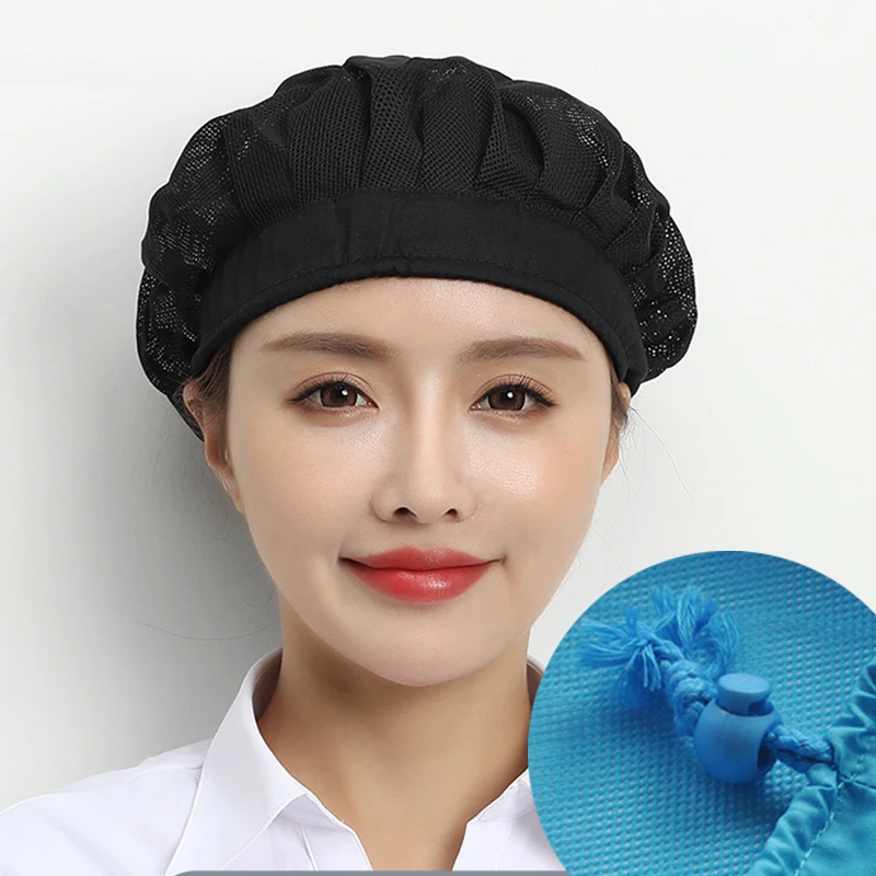 White Adjustable Chef Net Hat Cook Caps Kitchen Work Hats Canteen Restaurant Food Service Bakery Baking Women Breathable Cap - 200000532 - View #5