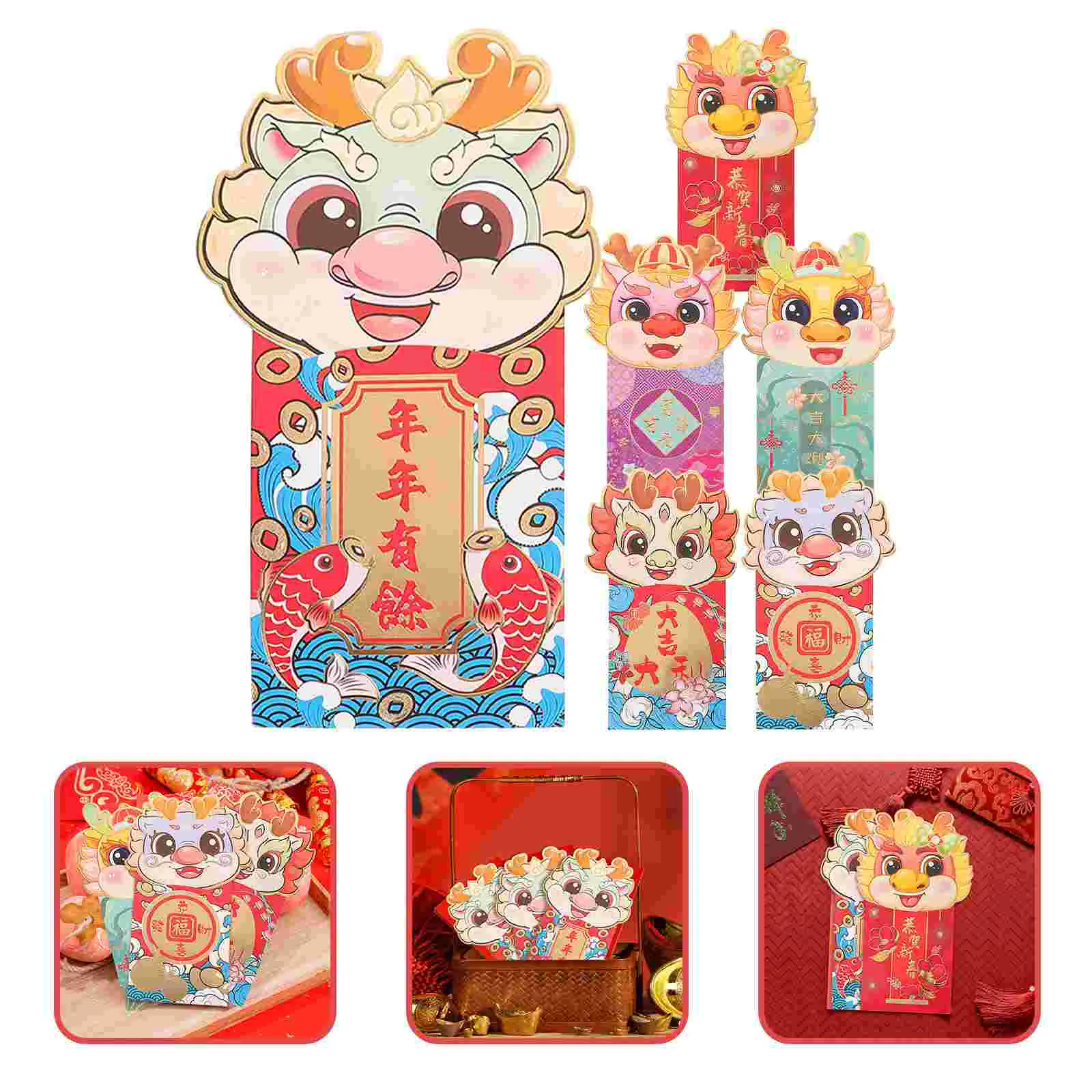 

Chinese Red Envelopes Year The Dragon Red Envelopes Lucky Money Pockets 2024 New Year Hong Bao Packet Lunar New Year