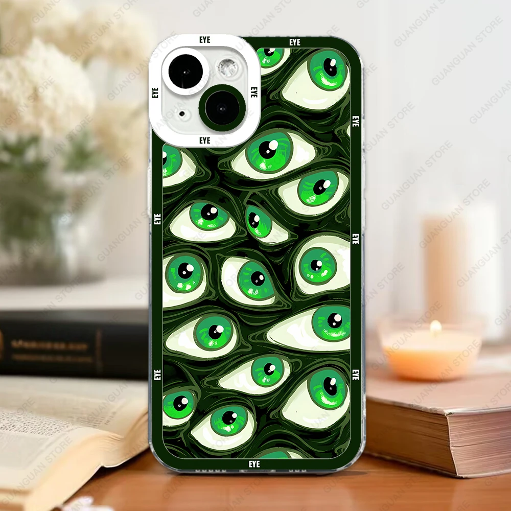 thumbnail image 1 of Funda para iPhone 16 15 14 13 Pro Max 12 Mini 11 XS X XR SE 7 8 Plus cubierta suave ojos extraños, 1 of 5