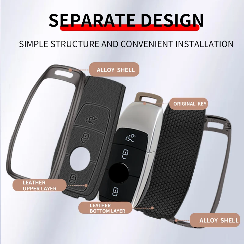 Zinc Alloy Leather Car Key Case Cover Shell Mercedes Benz AMG A C E S G Class GLC CLE CLA GLB GLS W177 W205 W213 W222 X167 key case cover key case car key shell
