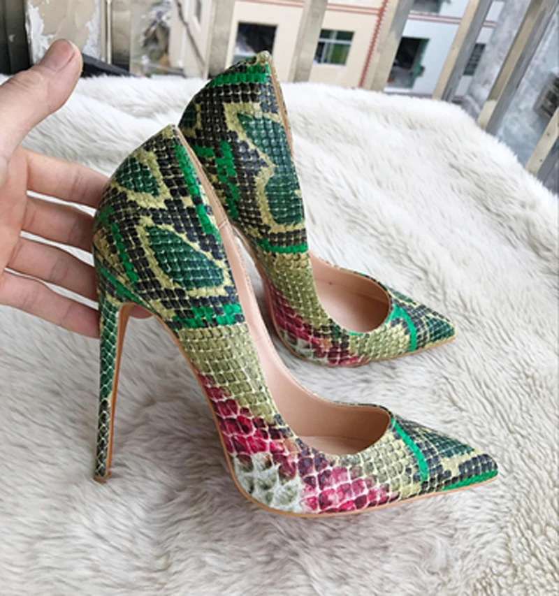 Green Snakeskin High Heels Pumps 