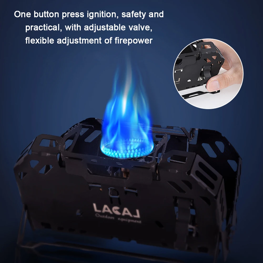 

Camping LACAL Folding Stove with Bag Gases Burner Windproof Stove with Adjustable Valve Backpacking for Cooking Hiking Picnic