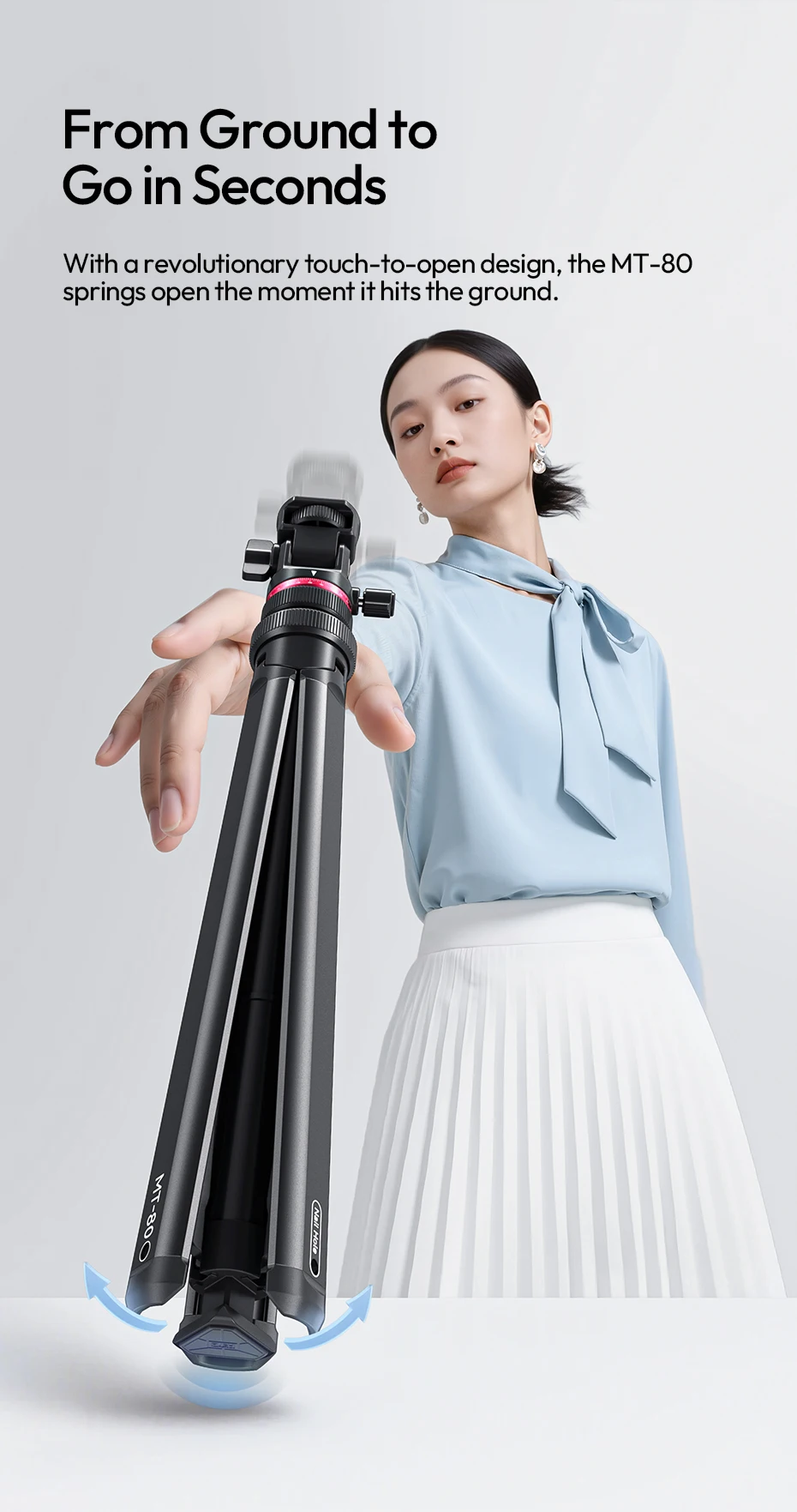 Auto-Open Tripod 2M Ground Tripod Light Stand Selfie for Camera Smartphone Video