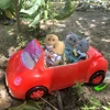 Forest Animal Family 1:12 Dollhouse Red Car Elephant Action Figure Furniture Autobus Pretend Play House Toy Girl Birthday Gift 1