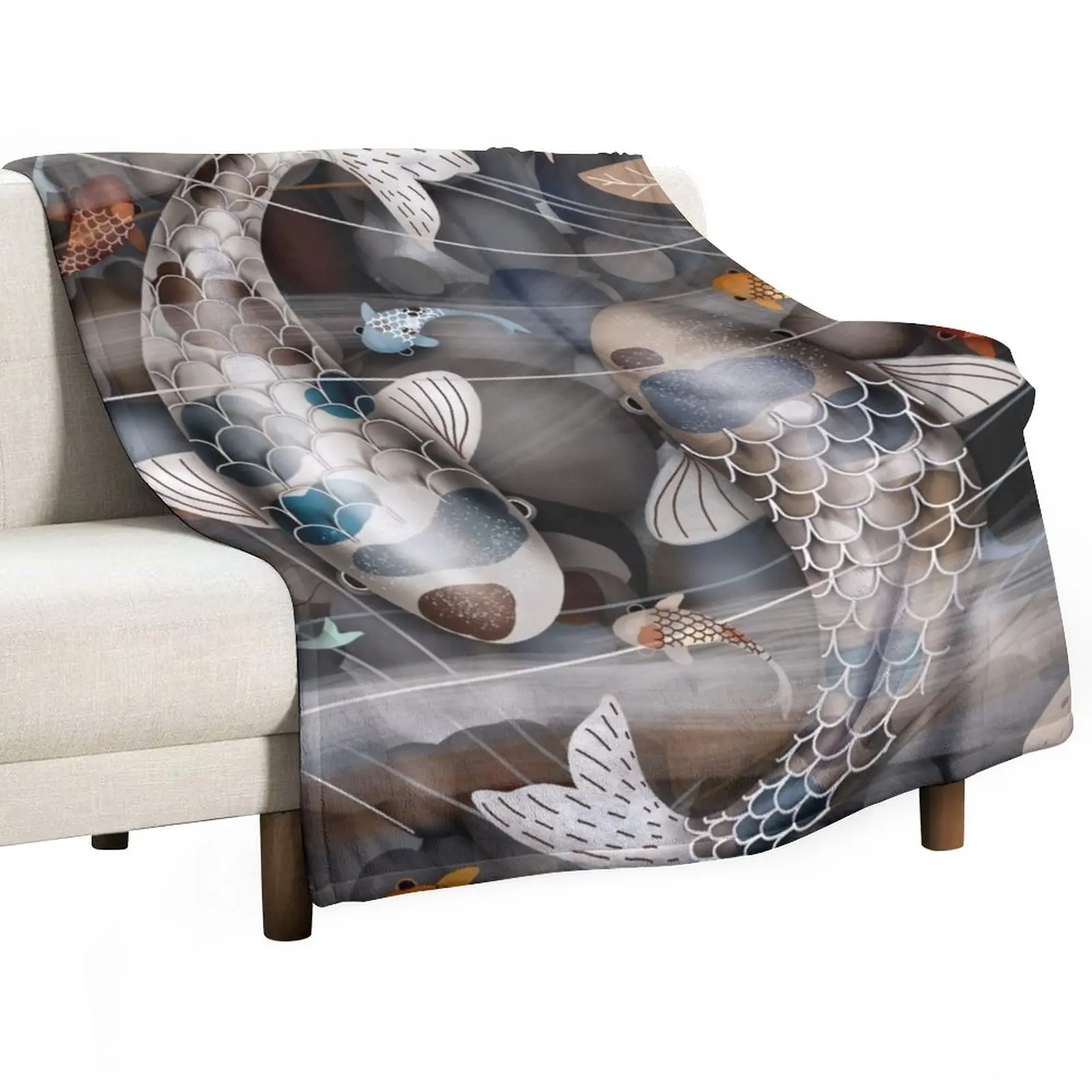 

New Koi Fish Pond Throw Blanket Fluffy Shaggy Blanket Fashion Sofa Blankets Bed linens Decorative Blankets