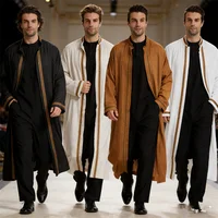Eid Ramadan Men Muslim Open Abaya Kimono Maxi Dress Jubba Thobe Turkey Dubai Saudi Kaftan Arab Robe Abayas Islamic Clothing Gown