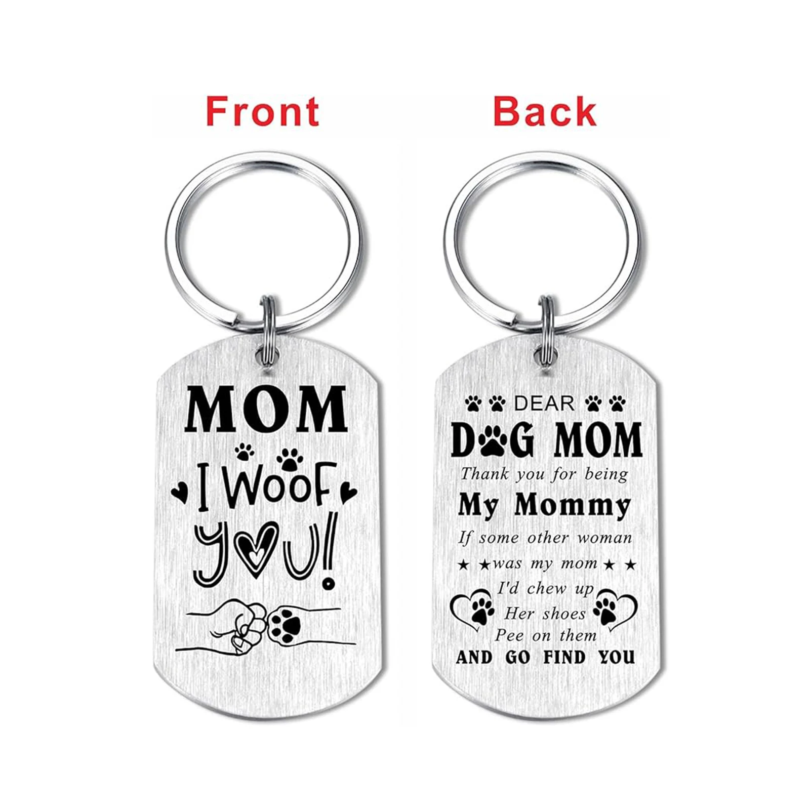 Edelstahl-Schlüsselanhänger, Geschenke für Frauen, Männer, Mütter, Vatertagsgeschenk vom Hund – Fell, Mama, Papa, Schlüsselanhänger, Dropshipping – Detail 2