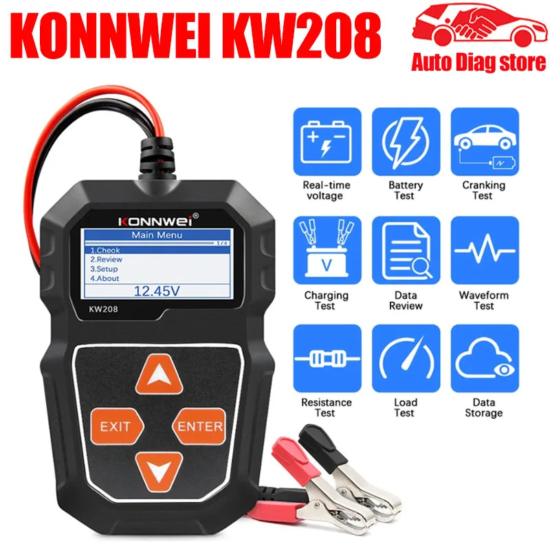 KONNWEIKW208CarBatteryTester12V100to2000CCACrankingChargingCircutTesterBattery