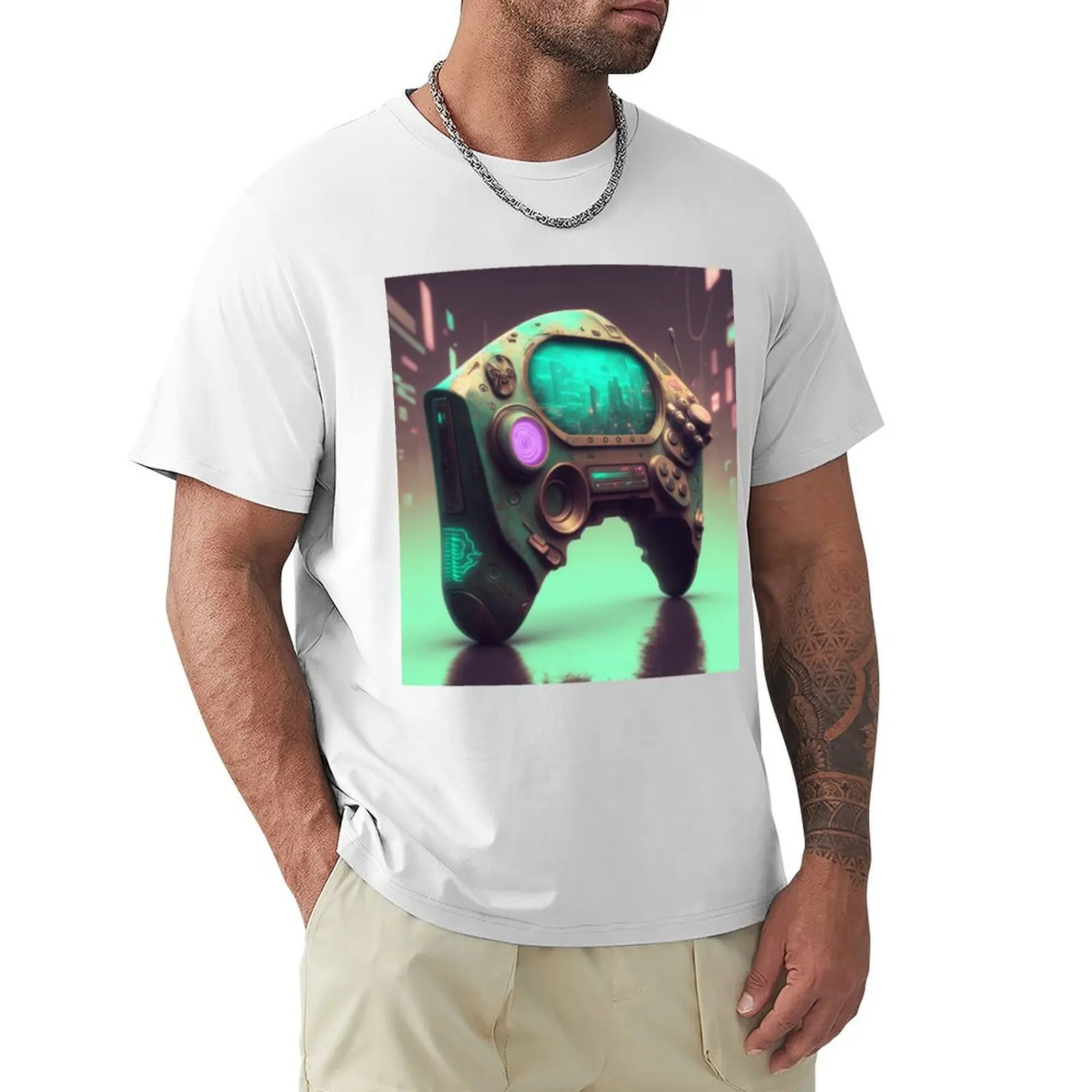 

Video Game Controller Art Cyber Punk T-shirt oversized quick drying mens t shirts pack
