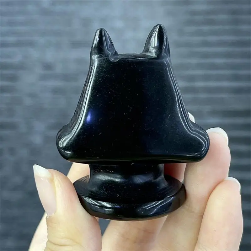 Natural Black Obsidian Death Anubis Hand Carved Wizard Figurine Energy Crafts Home Decoration As Gift 1PCS 5