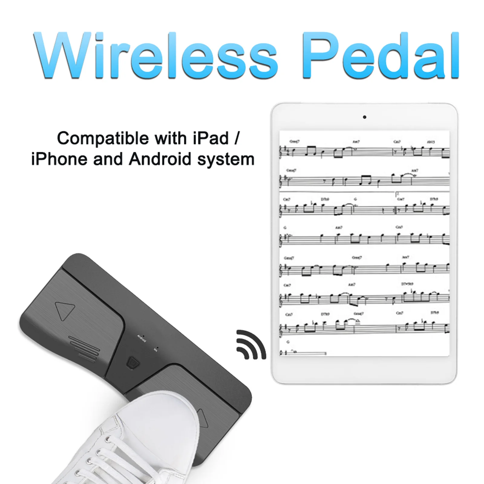 Wireless Foot Switch Spectrum Turner Portable Electronic Foot Page Turner Bluetooth-Compatible for iOS Android Phone Tablets