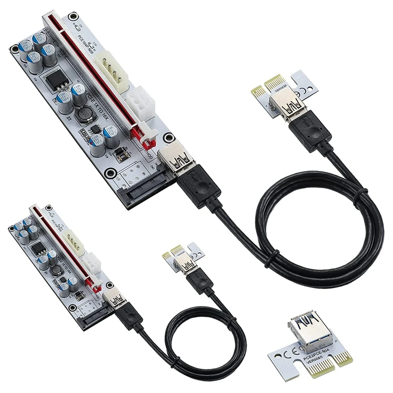 

Плата расширения Pcie Riser 1X до 16X, карта расширения графического процессора с кабелем расширения USB 0,6 длиной 3,0 м, графический удлинитель для биткоина