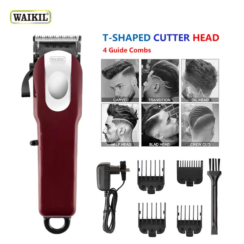 WAIKIL professional electric hair clipper multifunctional oil head carving machine rechargeable retro Barber styling tool 2