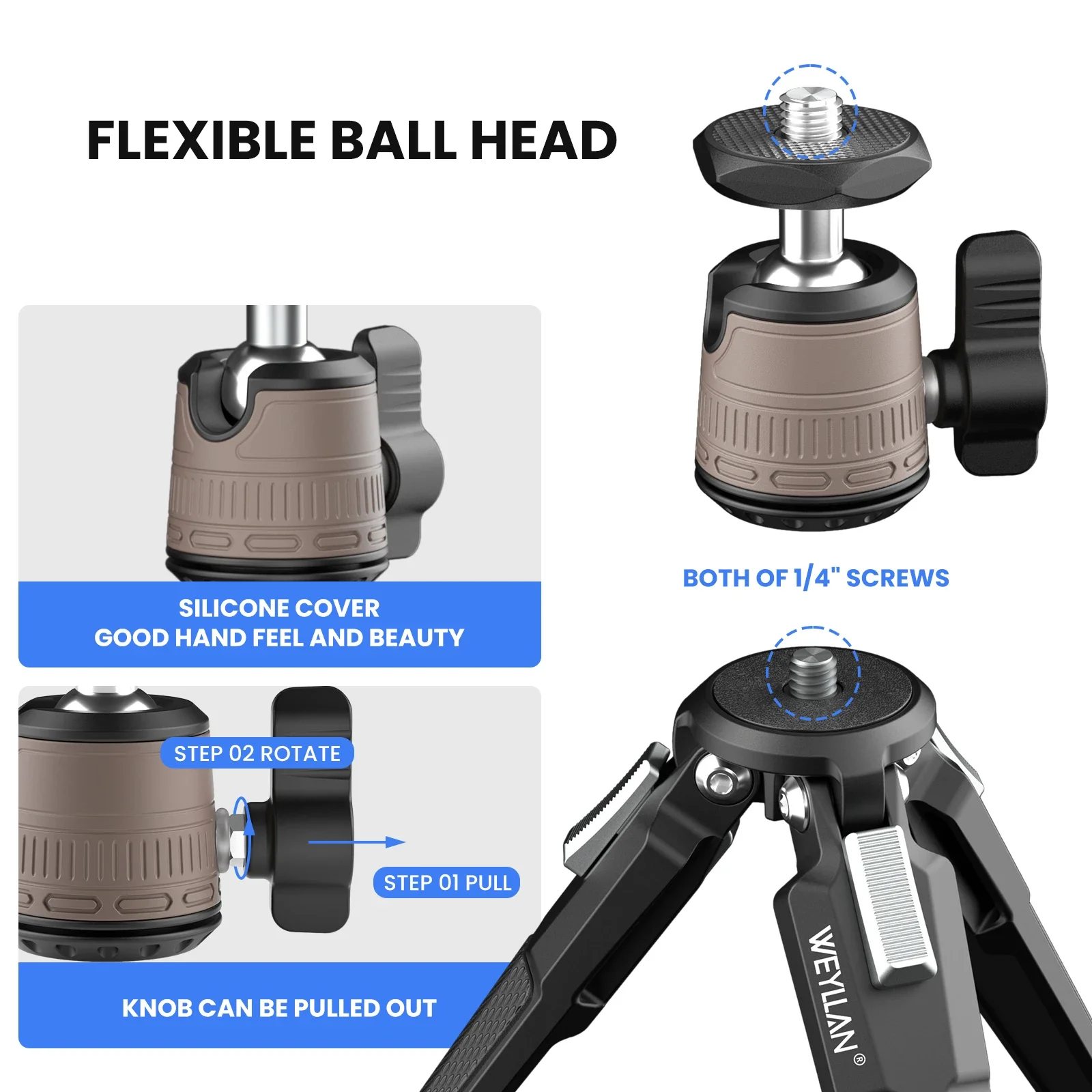 Mini Tripod Full Metal Selfie Stick Desktop Tripod Max Load 3kg Portable Stand Holder for GoPro Camera iPhone Xiaomi Huawei