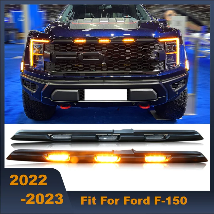 

Car Front Grill LED Light Car LED Lights Daytime Running Lights Yellow Lights Fit For Ford F-150 2022+