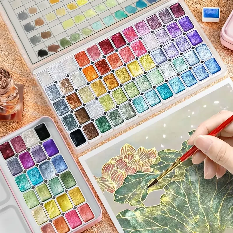 Metallic Watercolor Set – Portable, High-Pigment, Starry Colors 1