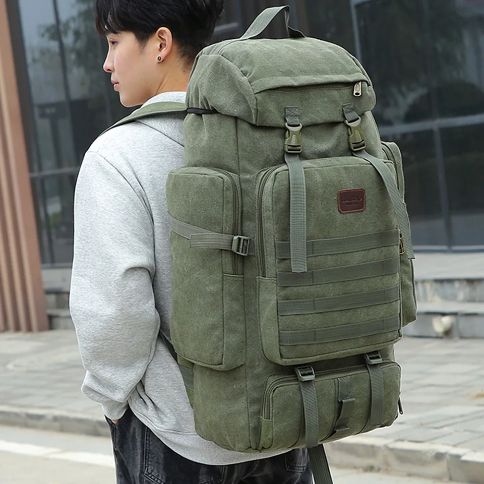 Large Capacity Canvas Travel Backpack Korean Version High-Quality Multi Compartment Storage Luggage Backpack For Men And Women