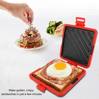 Microwave Toastie Sandwich Maker Microwavable Toaster with Adjustable Silicone Straps No Electricity Cordless Microwave Toaster 2