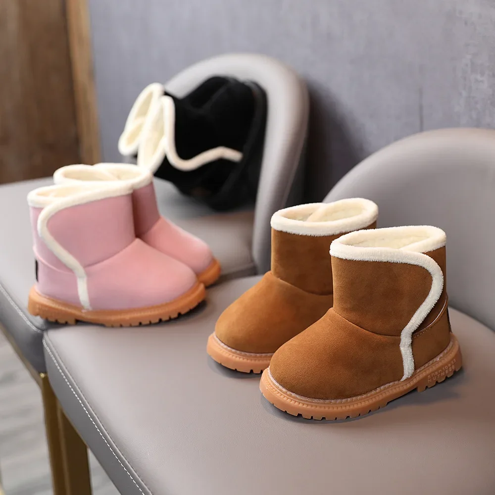 

Kid Snow Boots Girl Winter Shoes Lamb Wool Boots Boy Cotton Boot Baby Plush Thick Cotton Shoes AntiSlip Kids ShoeBotas Para Niña