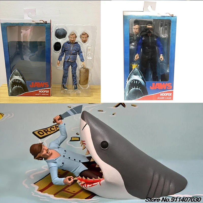 NECA figuras de acción de modelo de tiburón Hooper, jaula de tiburón mate, tocados, terrores, y Quint, juguetes de regalo| | - AliExpress